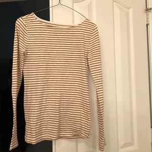 J. Crew XS The Artist Tee in gold-bronze stripe